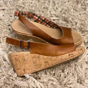 CROCS Brown Sling Back Wedges